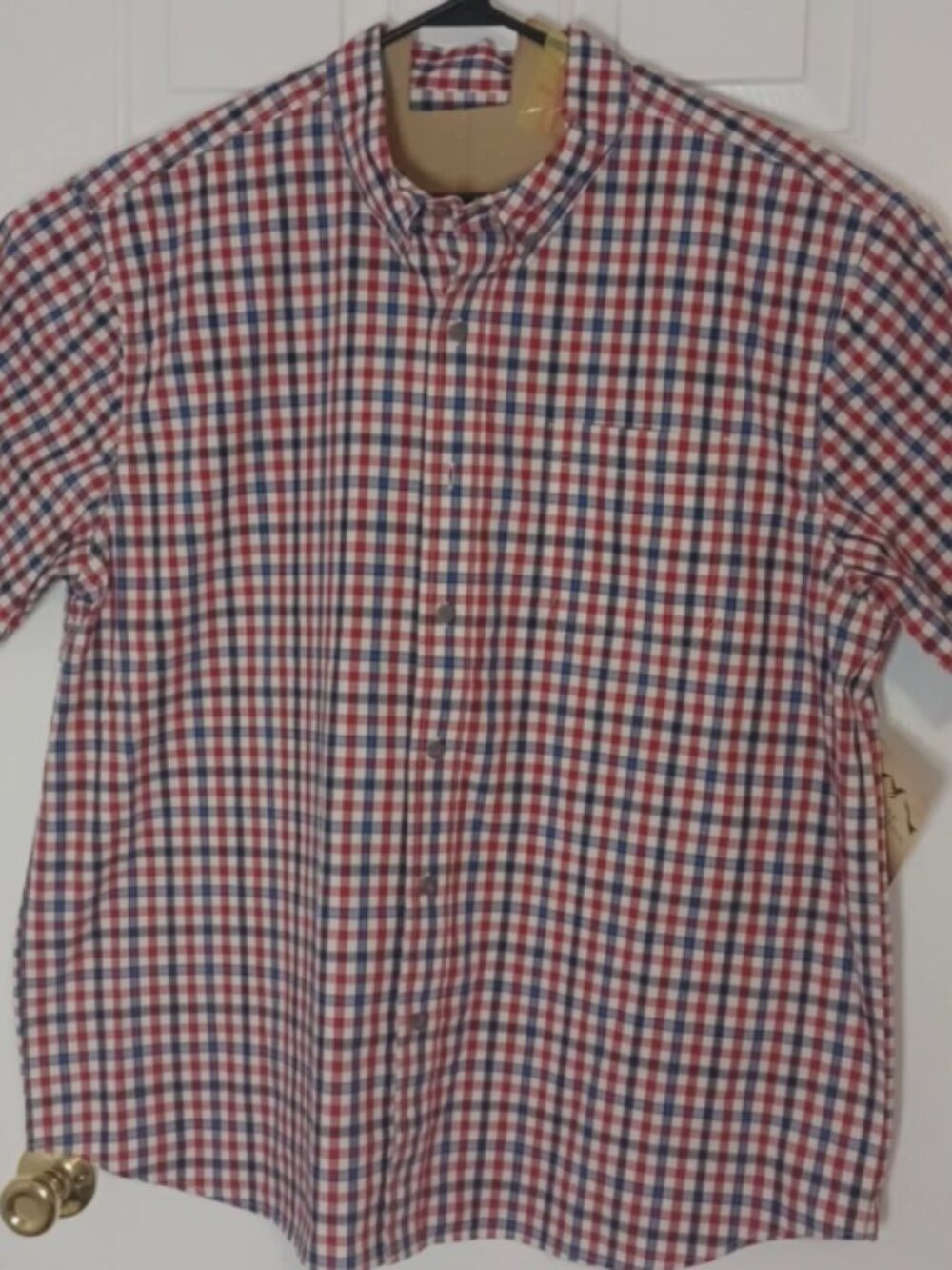 Blue Mountain 2XL Button Up Shirt Red Plaid Poplin Short Sleeve Cotton with Tags